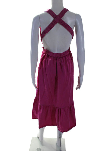 Peter Som Collective Womens Cross Back Midi Dress Pink Size 6 15528862