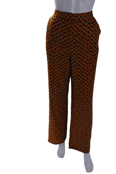 Alice McCall Womens Orange Printed Button Down Long Sleeve Shirt Pants Set Size8