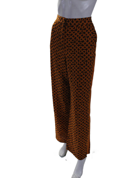 Alice McCall Womens Orange Printed Button Down Long Sleeve Shirt Pants Set Size8