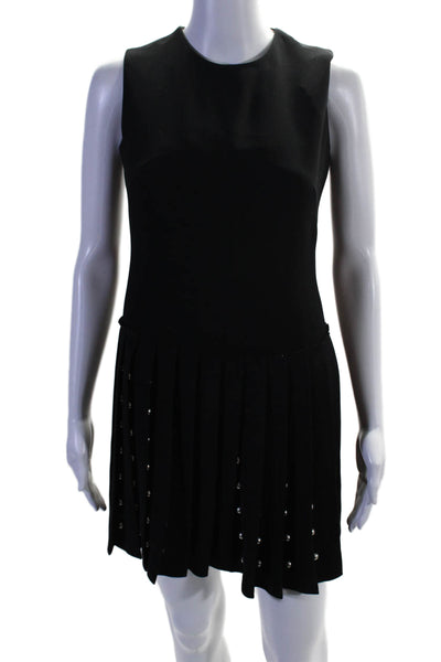 Alexander McQueen Womens Studded Pleated Sleeveless Zip Up Dress Black Size S