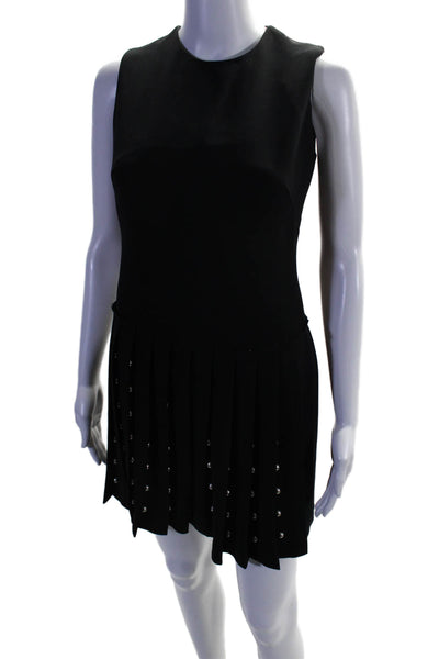 Alexander McQueen Womens Studded Pleated Sleeveless Zip Up Dress Black Size S