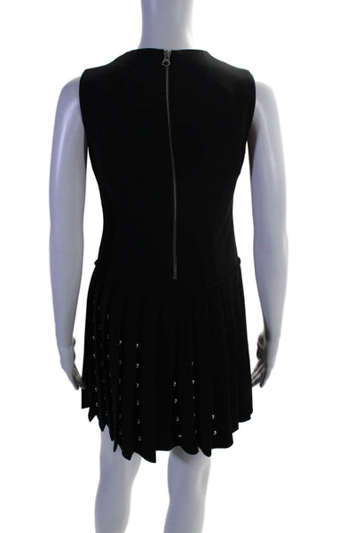 Alexander McQueen Womens Studded Pleated Sleeveless Zip Up Dress Black Size S