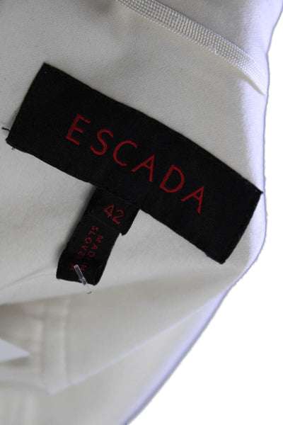 Escada Womens Cotton Collared Long Sleeve Button Up Jacket White Size 42