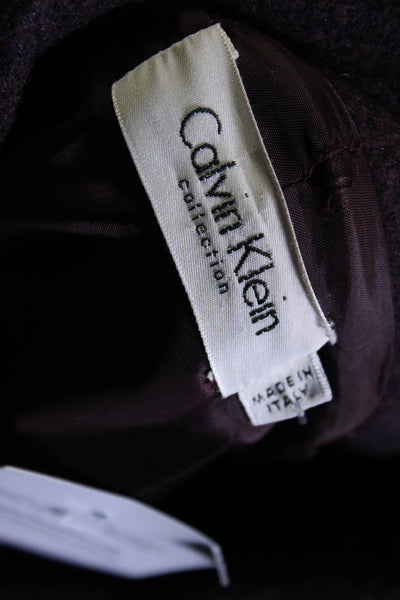 Calvin Klein Collection Womens Wool Blend Button Longline Coat Burgundy Size 14