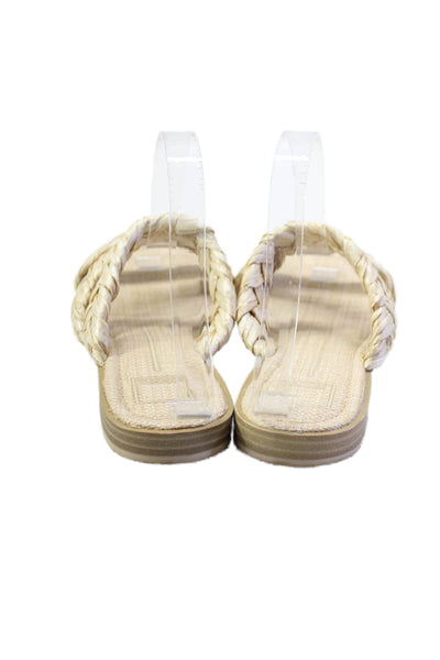 Dolce Vita Womens Iman Woven Natural Raffia Braided Slide On Flats Beige Size 10