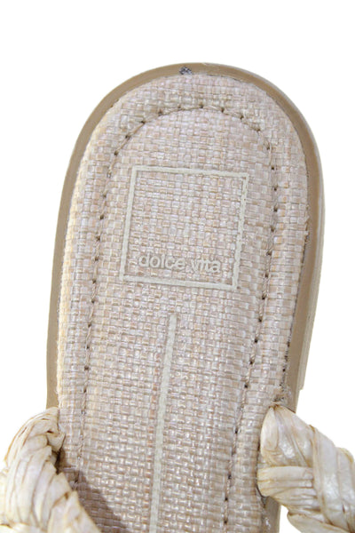 Dolce Vita Womens Iman Woven Natural Raffia Braided Slide On Flats Beige Size 10