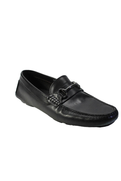 To Boot New York Mens Leather Square Toe Slip On Loafers Dress Shoes Black Size