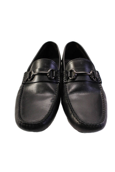 To Boot New York Mens Leather Square Toe Slip On Loafers Dress Shoes Black Size