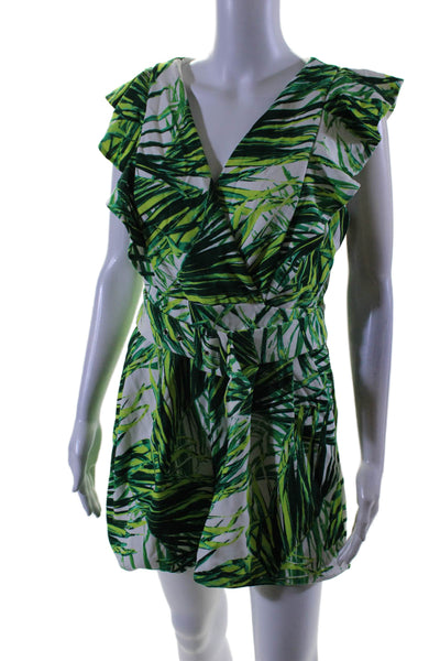 Great Jones Womens Green Palm Leaf Romper Green Size 4 15327539