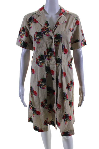 Adam Lippes Collective Womens Tan Printed Cotton Shirtdress Brown Size 6 1481740