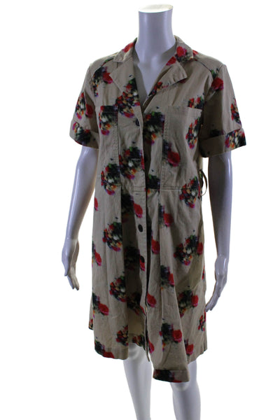 Adam Lippes Collective Womens Tan Printed Cotton Shirtdress Brown Size 0 1481904