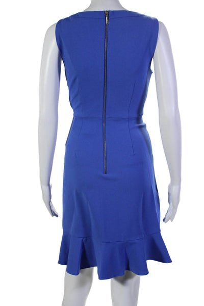 Karl Lagerfeld Womens Back Zip Sleeveless V Neck Peplum Dress Blue Size 2