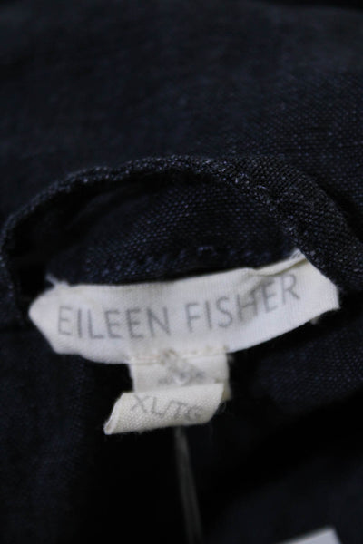 Eileen Fisher Womens Linen Collared Button Lined Sweater Gray Size XL