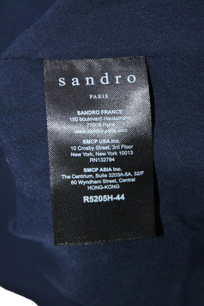 Sandro Paris Womens Long Sleeve Lace Panel Mock Neck A Line Dress Navy Size 3