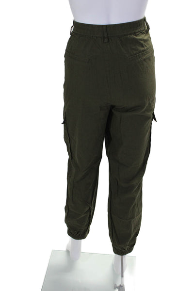 Aqua Womens Cotton Textured Lined Cuff Bottom Cargo Pants Army Green Size M