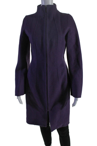 Brioni Womens Wool Purple Zip Up High Neck Long Sleeve Jacket Size 40