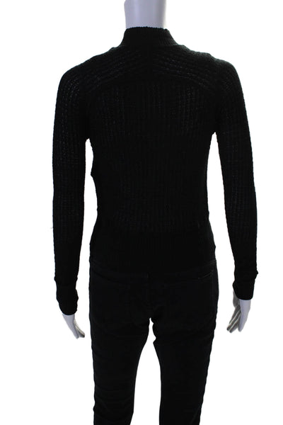 Alexander Wang Women's Mock Neck Long Sleeves Pullover Sweater Black Size S