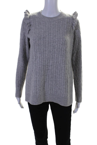 Hatch Women's Crewneck Long Sleeves Cable-Knit Pullover Sweater Gray Size 0