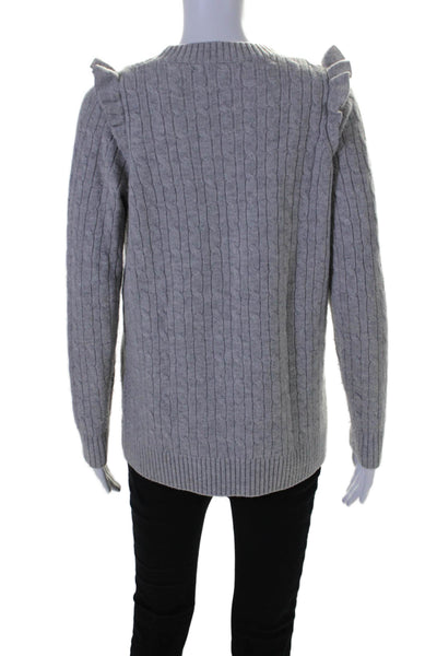 Hatch Women's Crewneck Long Sleeves Cable-Knit Pullover Sweater Gray Size 0