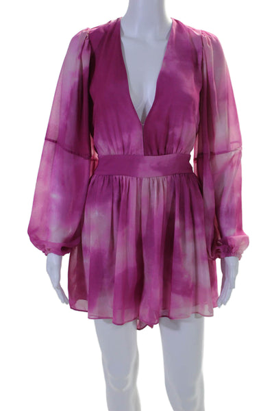 TOCCIN X RTR Womens Pink Tie Dye Romper Pink Size 6 16242221