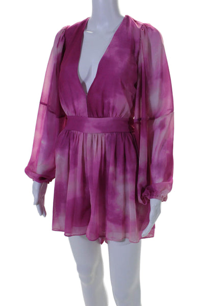 TOCCIN X RTR Womens Pink Tie Dye Romper Pink Size 2 16242384