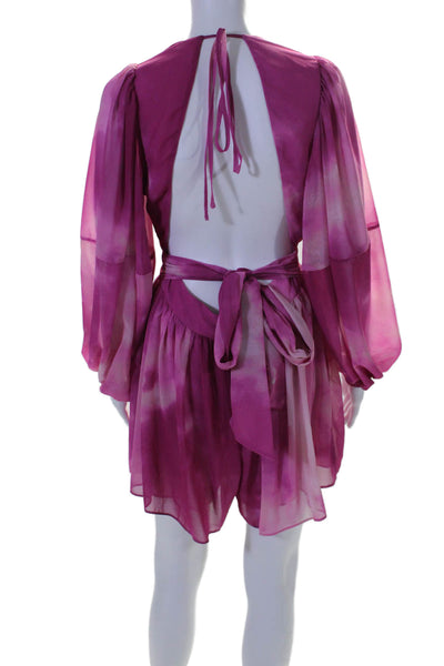 TOCCIN X RTR Womens Pink Tie Dye Romper Pink Size 6 16242197