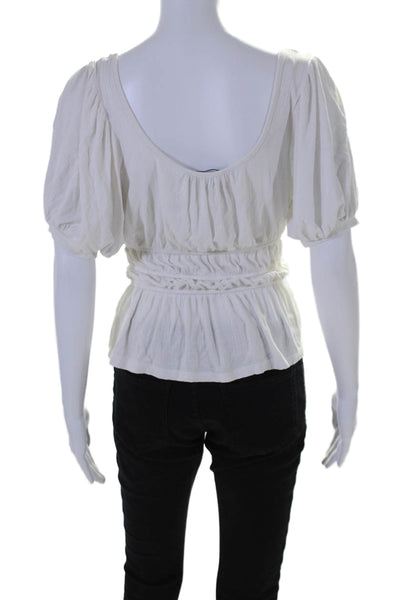 Slate & Willow Womens Smocked Peplum Top White Size 6 15792348