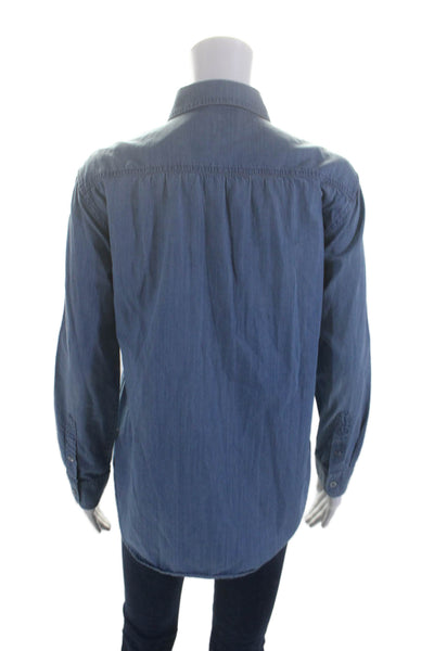 Vince Women's Long Sleeves Patch Pockets Button Down Chambray Shirt Size XS