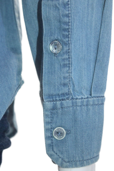 Vince Women's Long Sleeves Patch Pockets Button Down Chambray Shirt Size XS