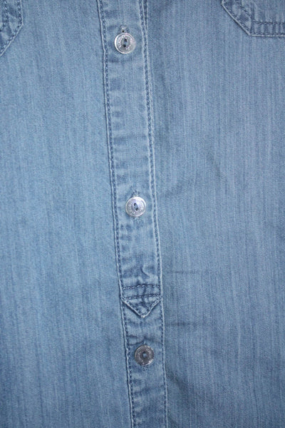 Vince Women's Long Sleeves Patch Pockets Button Down Chambray Shirt Size XS