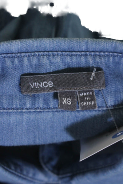 Vince Women's Long Sleeves Patch Pockets Button Down Chambray Shirt Size XS
