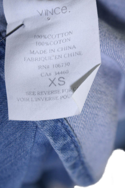 Vince Women's Long Sleeves Patch Pockets Button Down Chambray Shirt Size XS