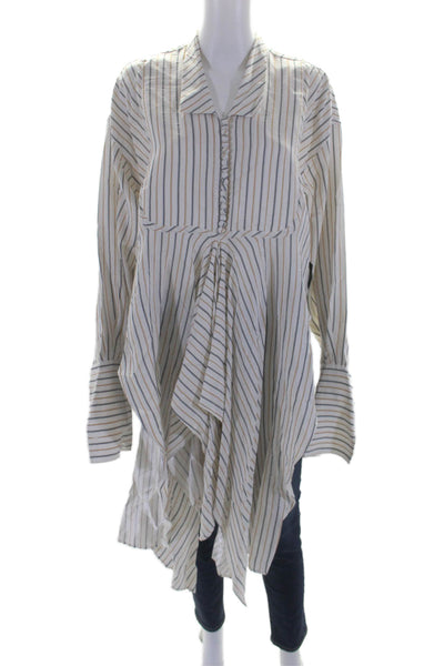 JW Anderson Womens White Striped Asymmetric Side Slit Hi-Low Tunic Top Size S