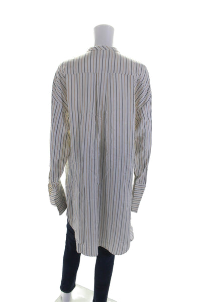 JW Anderson Womens White Striped Asymmetric Side Slit Hi-Low Tunic Top Size S