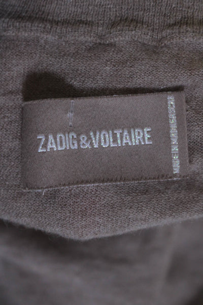 Zadig & Voltaire Womens Round Neck Long Sleeve Thin Knit Sweater Beige Size S