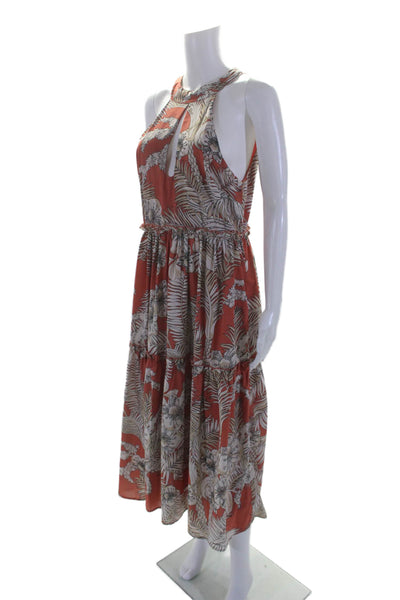 Area Stars Womens Tropical Halter Dress Orange Size 4 15141657