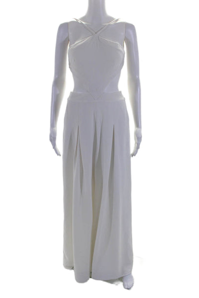 PatBO Womens Cutout Halter Jumpsuit White Size 8 14361574