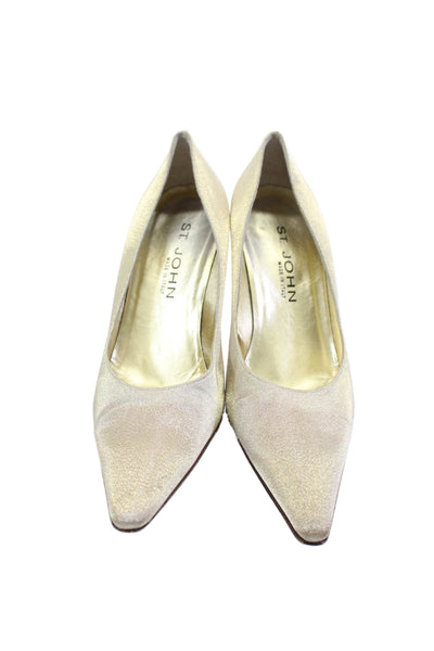 St. John Womens Pointed Toe Jeweled Heel Slide On Pumps Gold Size 8.5 B