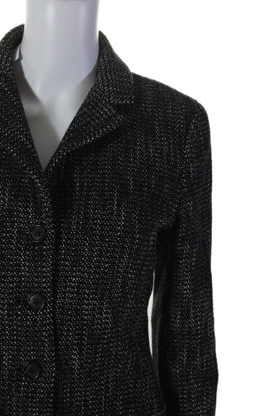 Theory Womens Wool Thick Textured Collared Button Blazer Jacket Black Size 8