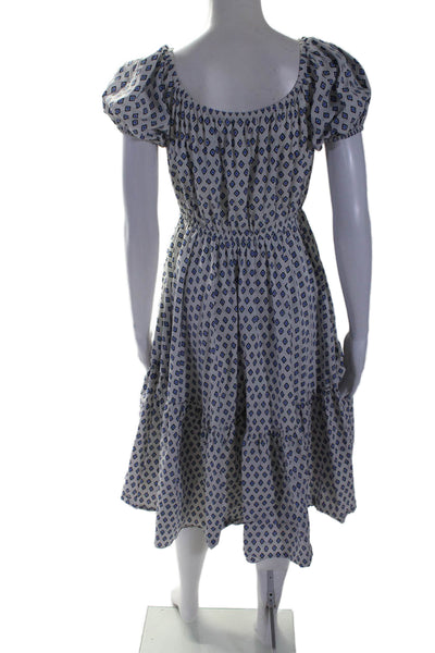 CAROLINE CONSTAS Womens Bardot Flounce Dress Blue Size 2 14377679