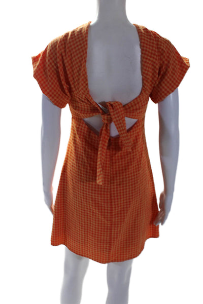 Louna Womens Orange Gingham Mini Dress Orange Size 4 15767902