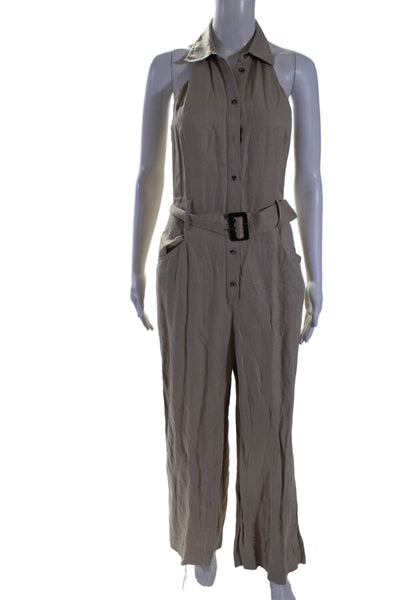 Club Monaco Womens Sleeveless Collared Jumpsuit Brown Size 4 16558629