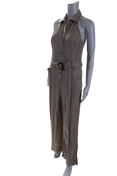 Club Monaco Womens Sleeveless Collared Jumpsuit Brown Size 4 16558629