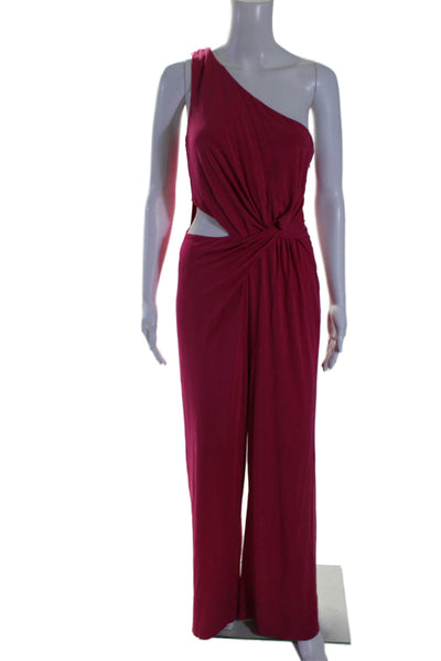 HALSTON Womens Randi One Shoulder Jumpsuit Pink Size 6 14360018