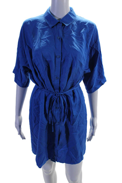 Thakoon Collective Womens Tie Waist Mini Shirt Dress Blue Size 4 16618477