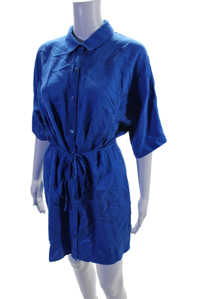Thakoon Collective Womens Tie Waist Mini Shirt Dress Blue Size 4 16618477