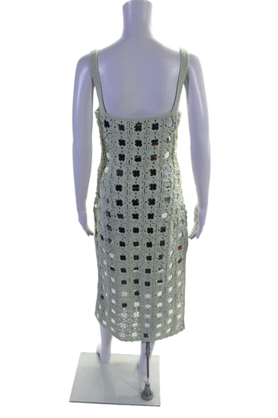 Toccin Womens Geometric Textured Knit Sleeveless Square Neck Dress Green Size S