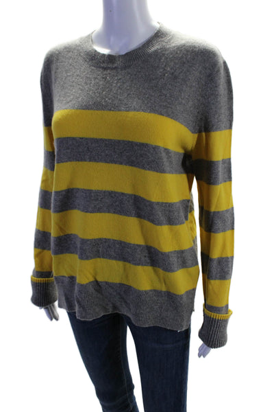 La Ligne Womens Wool Blend Knit Striped Pullover Sweater Top Yellow Size M