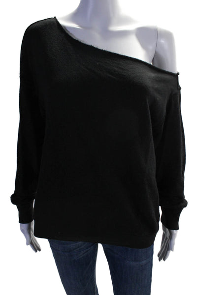 Philanthropy Womens Cotton Blend Boat Neck Pullover Sweatshirt Top Black Size S