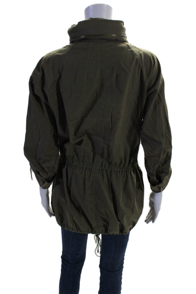 Wilster Womens Cotton Hooded Long Sleeve Zip Up Cargo Jacket Green Size S